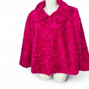 New Directions Fuchsia Faux Fur Jacket
